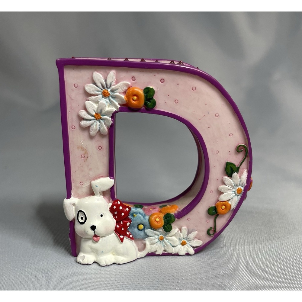 Vintage MARY ENGELBREIT Alphabet Letter D for Dog  Painted Resin Figurine